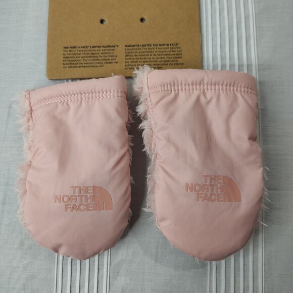 The North Face Littles Suave OSO Mittens Infant X-Small 12-24 Months Pink Fuzzy - Picture 3 of 6
